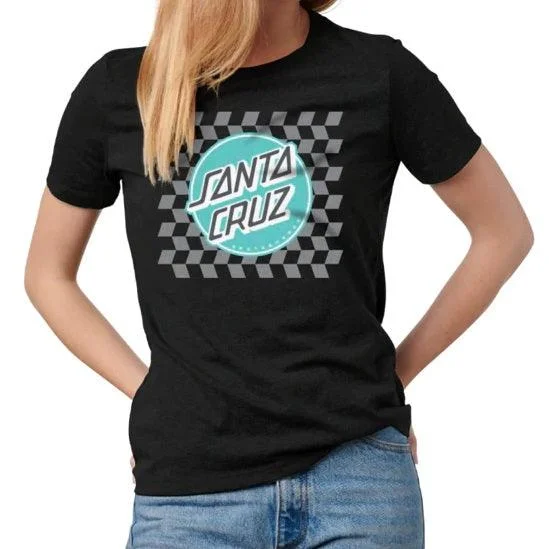 SANTA CRUZ Women's Optical Check Front Tee Vintage Black Ribbed T-Shirt High Neck Heavyweight Ribbed T-Shirt High Neck Heavyweight SANTA CRUZ Women's Optical Check Front Tee Vintage Black Ribbed T-Shirt High Neck Heavyweight Ribbed T-Shirt High Neck Heavyweight