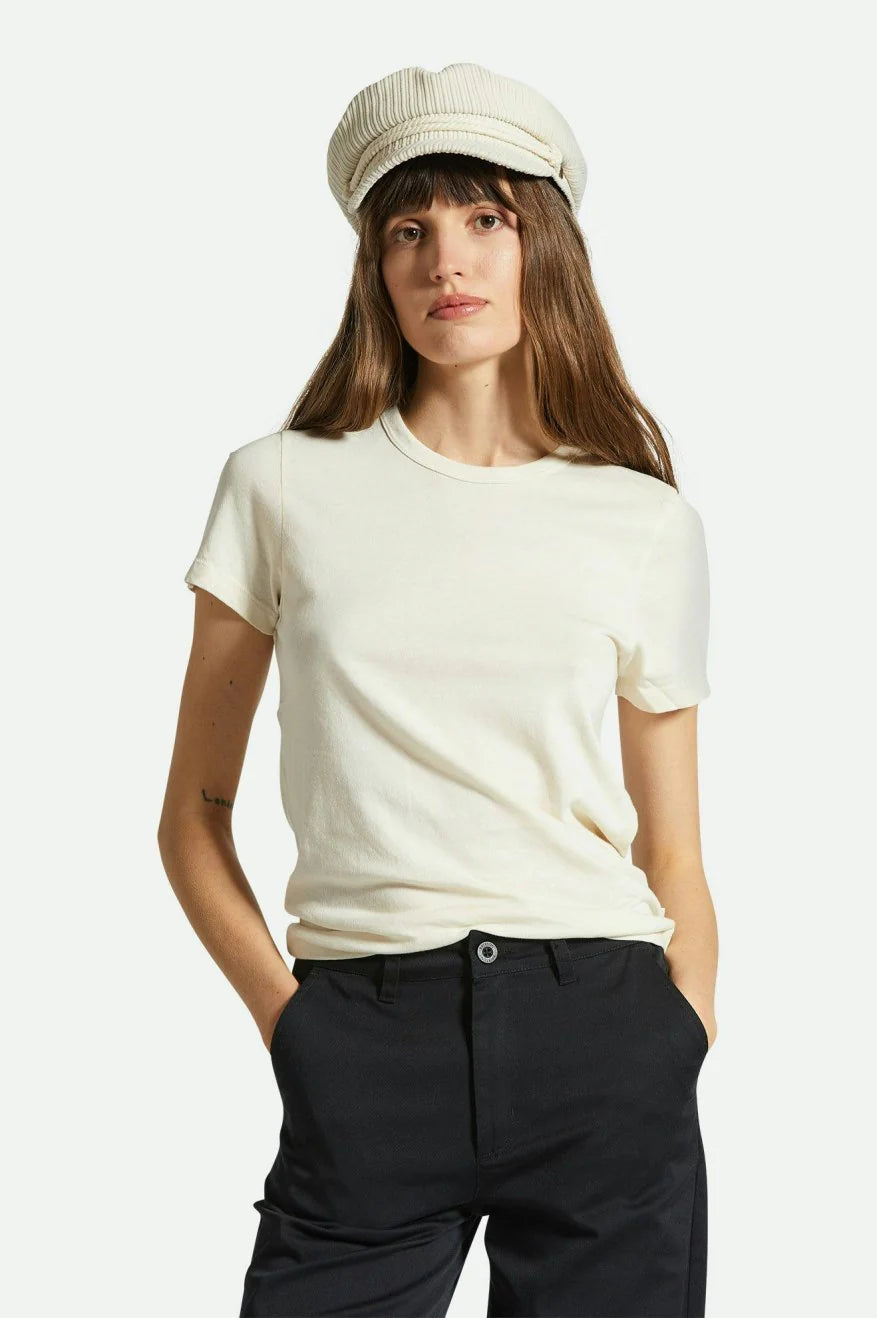 BRIXTON CAREFREE ORGANIC GARMENT DYE SLIM CREW TEE - WHITE SMOKE Notch Collar Peter Pan Collar Cowl Neck Notch Collar Peter Pan Collar Cowl Neck BRIXTON CAREFREE ORGANIC GARMENT DYE SLIM CREW TEE - WHITE SMOKE Notch Collar Peter Pan Collar Cowl Neck Notch Collar Peter Pan Collar Cowl Neck