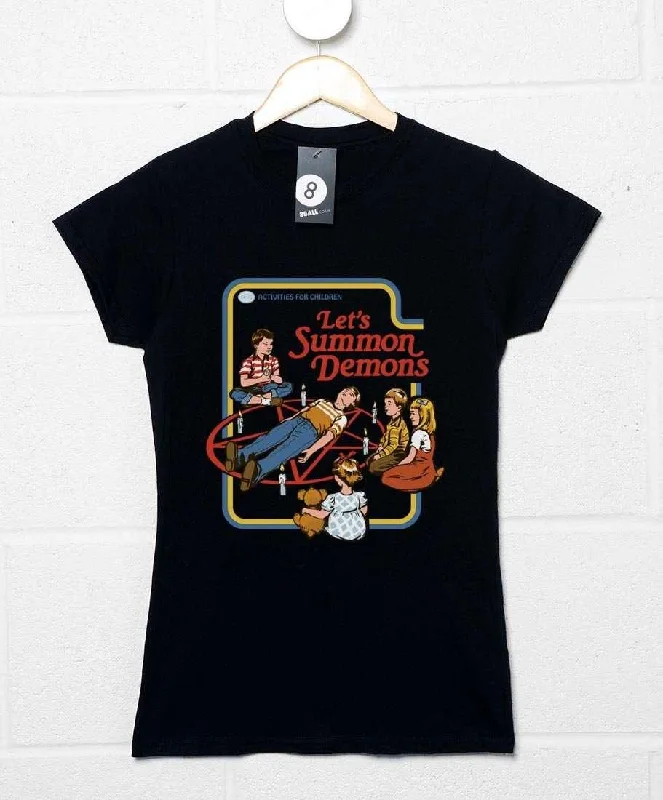 Steven Rhodes Let's Summon Demons Womens Fitted T-Shirt Handmade Hand-knitted Hand-woven Handmade Hand-knitted Hand-woven