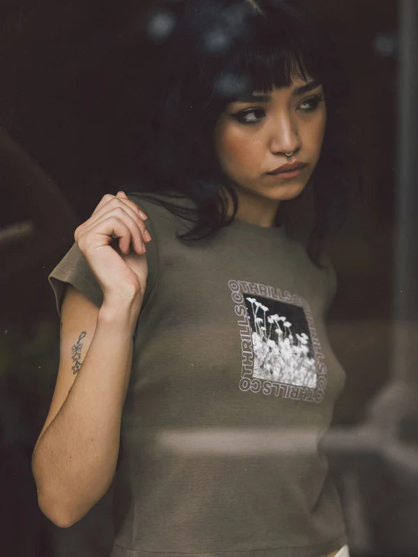 Thrills Clique Mini Tee - Desert Solid Print Embellished Solid Print Embellished