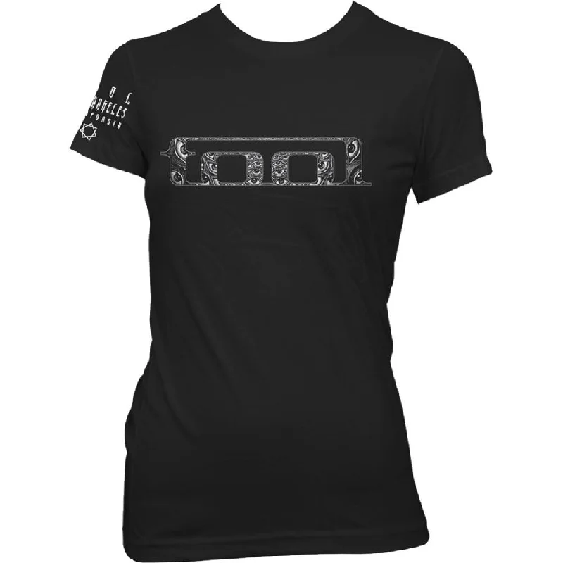 Tool Eyes Logo Ladies T-Shirt Notch Collar Peter Pan Collar Cowl Neck Notch Collar Peter Pan Collar Cowl Neck