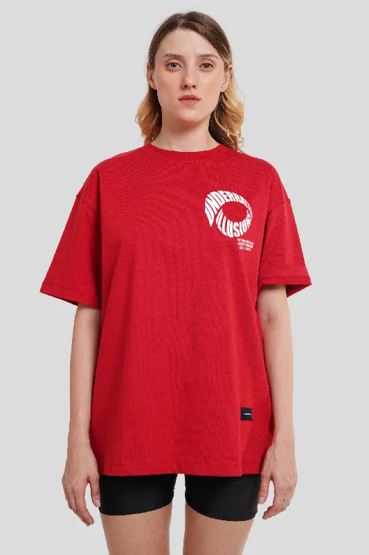 Underrated Illusions Red Printed T-Shirt Elasticated Padded Insulated Elasticated Padded Insulated