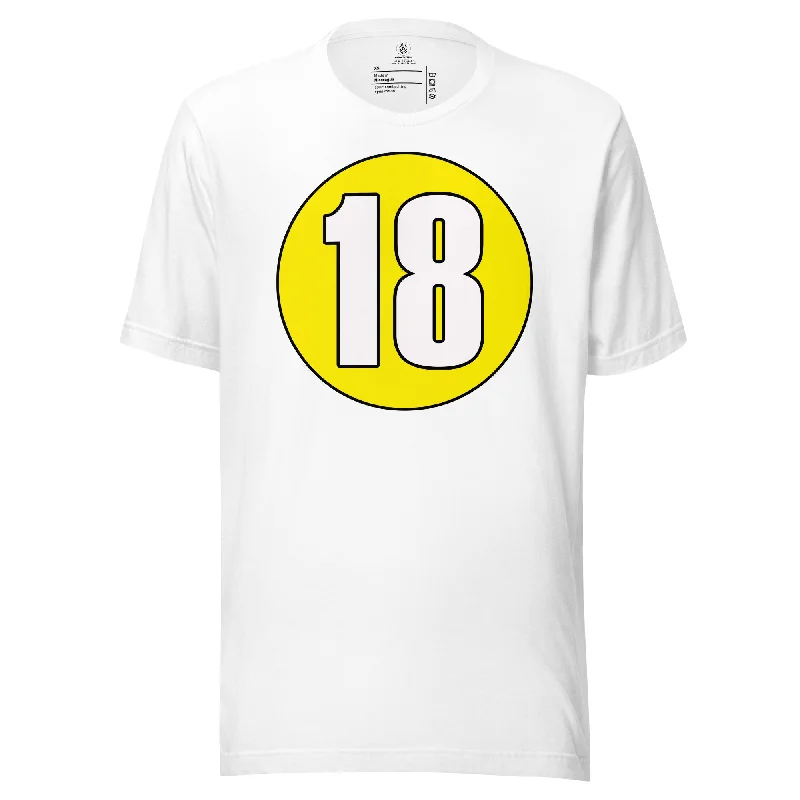 Unisex t-shirt: White on Yellow 18 Solid Print Embellished Solid Print Embellished