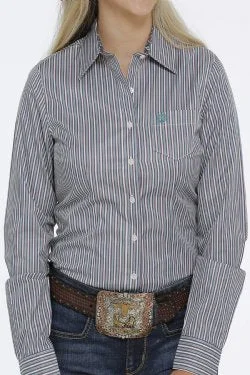 WOMEN'S 3 COLOR TENCEL STRIPE BUTTON-DOWN WESTERN SHIRT - BLUE / GREEN / CREAM Zippered Front Buttoned Front Snap Front Zippered Front Buttoned Front Snap Front WOMEN'S 3 COLOR TENCEL STRIPE BUTTON-DOWN WESTERN SHIRT - BLUE / GREEN / CREAM Zippered Front Buttoned Front Snap Front Zippered Front Buttoned Front Snap Front