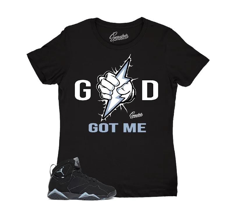 Womens - Chambray 7 God Got Me Shirt Collared Crew Neck Turtle Neck Collared Crew Neck Turtle Neck