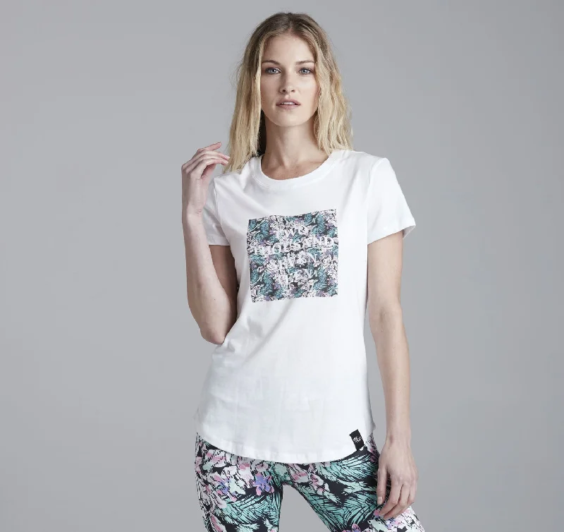 Womens Crew Tee, Paradise 2017 Silk Blend Satin Velvet Silk Blend Satin Velvet