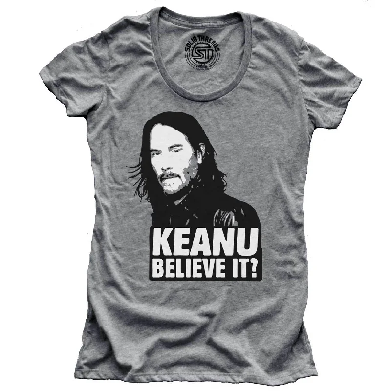 Women's Keanu Believe It? T-shirt Collared Crew Neck Turtle Neck Collared Crew Neck Turtle Neck