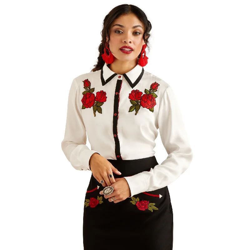 Rose Rodeo Quincy Shirt Satin Blend Silk Blend Wool Blend Satin Blend Silk Blend Wool Blend