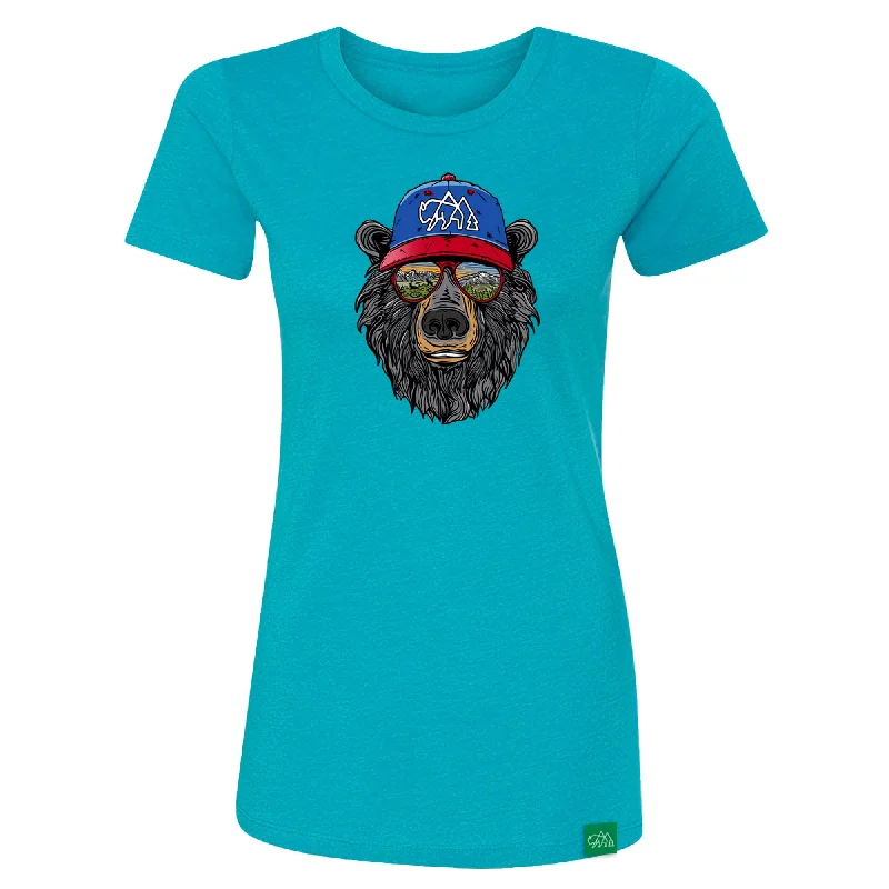 Miami Vice Bear Women's Fitted T-Shirt Chenille Blend Fleece Blend Nylon Blend Chenille Blend Fleece Blend Nylon Blend