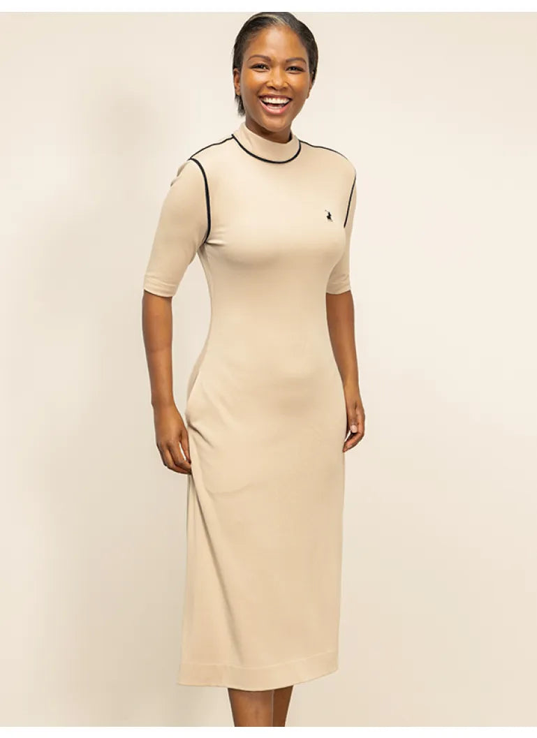 Polo Wmn Nina Ss Dress Taupe