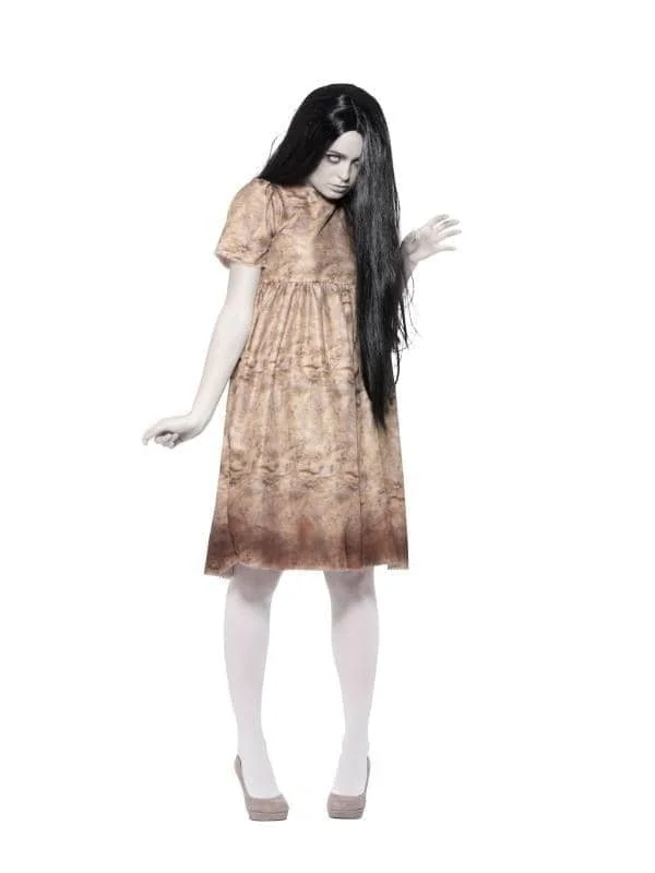 Evil Spirit The Ring Costume Adult Grey Decayed Dress Wig Tunics Sophisticated sleek Tunics Sophisticated sleek