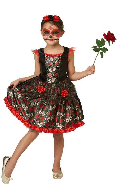 Day Of The Dead Girls Costume Red Rose Dress Tunics Luxurious high-end Tunics Luxurious high-end