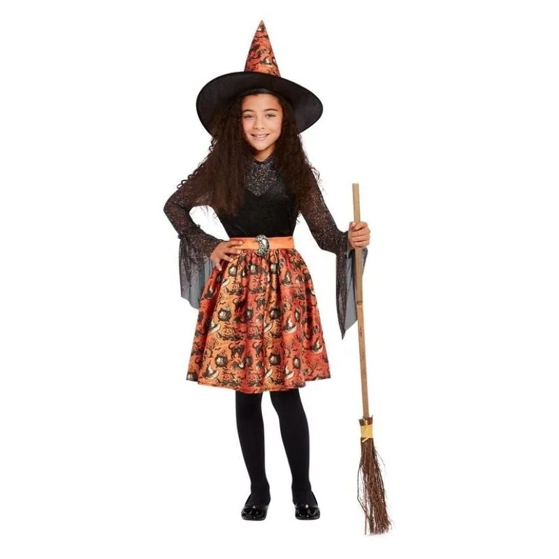 Vintage Witch Costume Girls Orange Dress empire Waist empire empire Waist empire